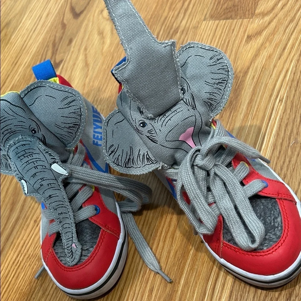 Feiyue Kids Sneakers - Red and Gray Elephant Design